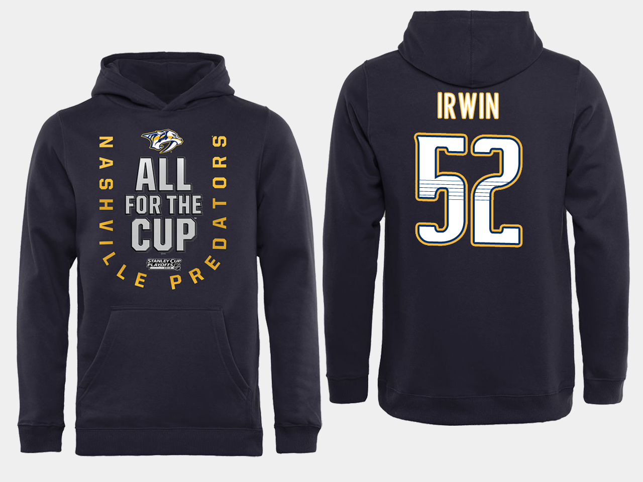 Men NHL Adidas Nashville Predators #52 Irwin black ALL for the Cup hoodie-0